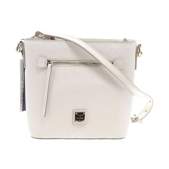 NWT Dooney Bourke Saffiano Small Zip Crossbody in Off White